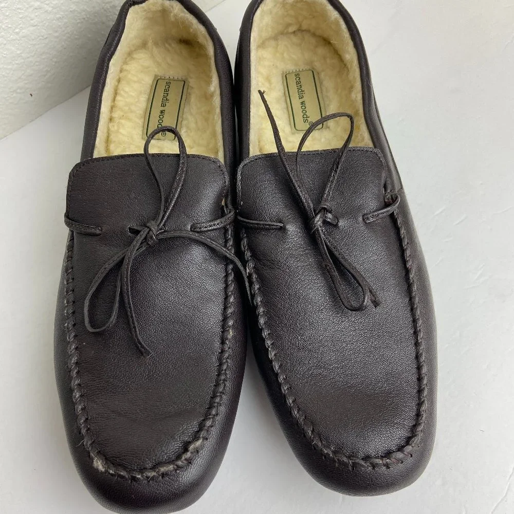 NWOT Scandia woods Leather Loafers Brown Fur